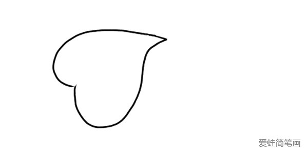 1.先画一个心形,是四叶草的第一片叶子。