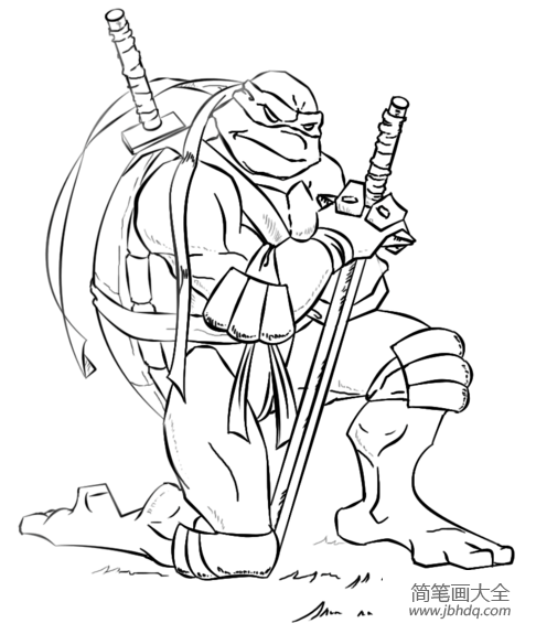 如何画忍者神龟莱昂纳多