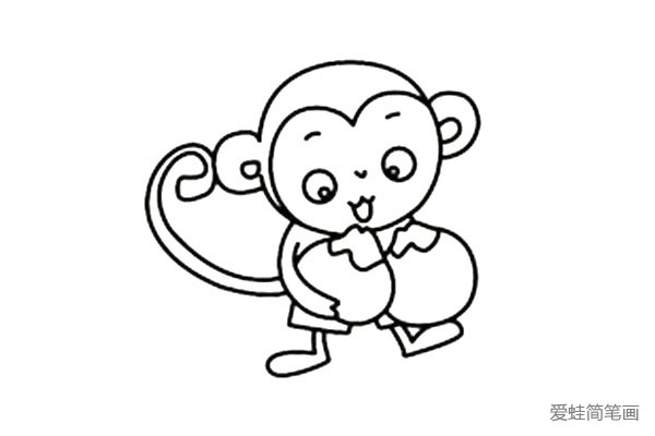 抱着桃子的小猴子图片2