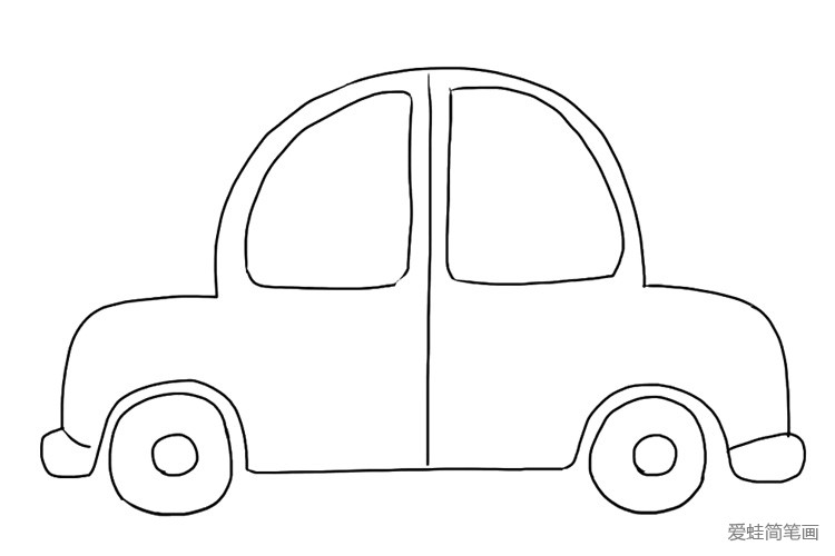 5.画出车窗和车门的线条。