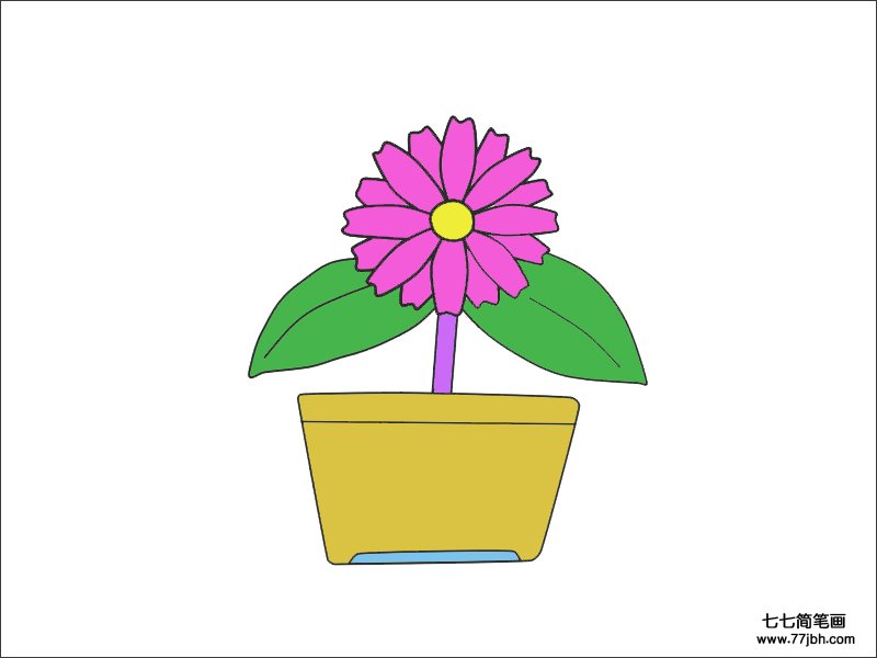 小花盆栽简笔画