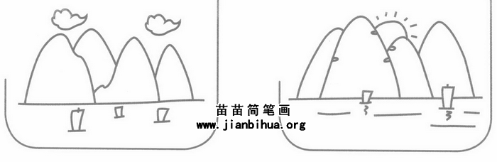 桂林山水简笔画