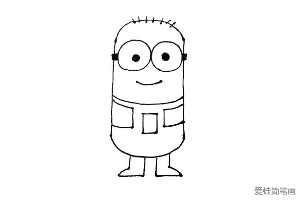 第五步:身子下面画上脚,有点像阶梯状的感觉。