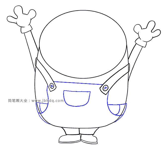 步骤10:画鲍勃一幅上的口袋和裤腰的部分。