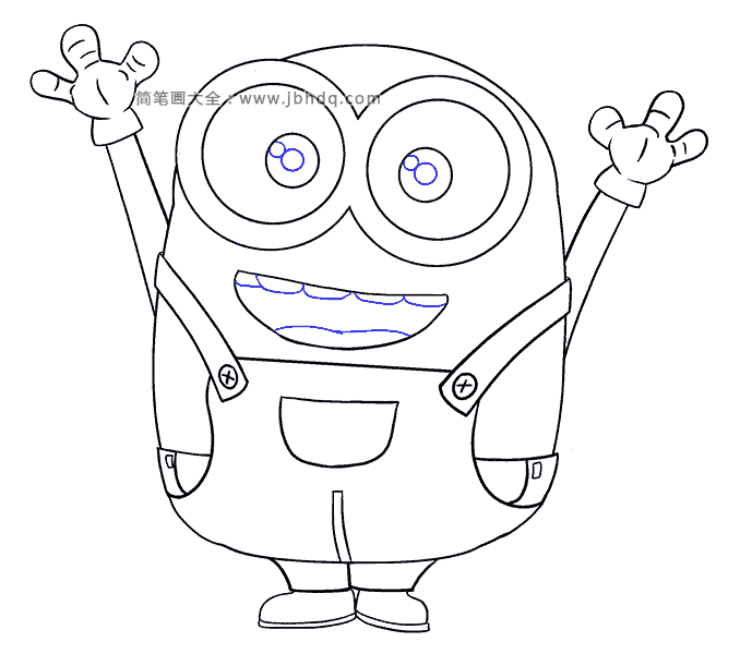 步骤14:画出眼睛的细节和嘴巴里的牙齿和舌头。