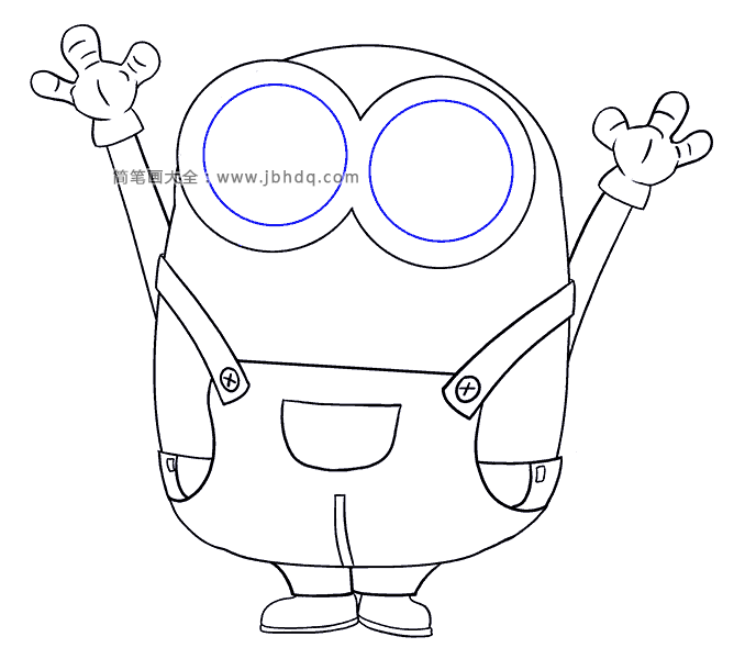 步骤12:画鲍勃头部中间的眼镜。