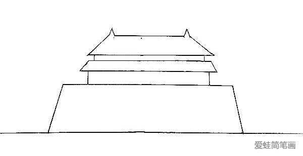 4.再画上第二层的屋顶及屋檐。