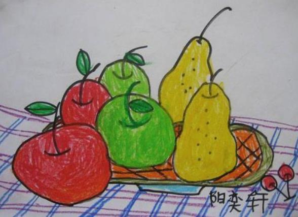 水果蜡笔画