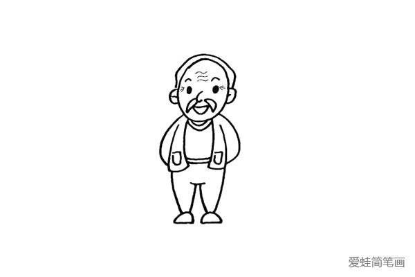 第十二步.我们再在外套上画上两个小口袋。