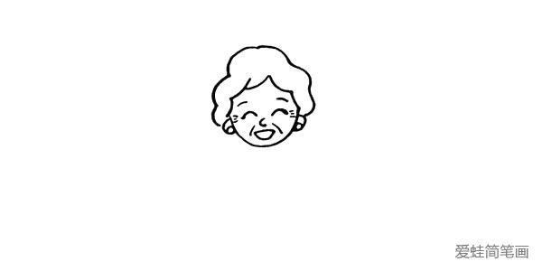 第六步:用线条勾勒出奶奶的头发形状。