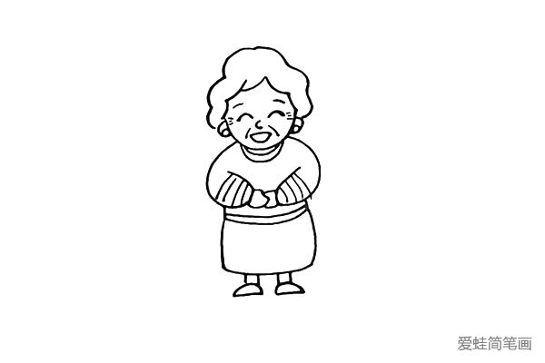 第十一步:然后画出奶奶的鞋子。