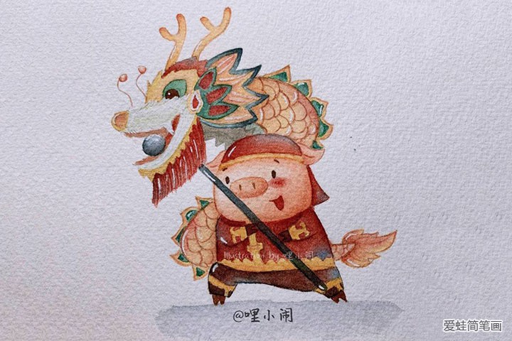 九只小猪贺新年插画图片6