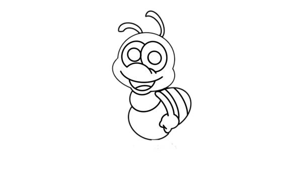 挥手的卡通蚂蚁简笔画画法步骤图片