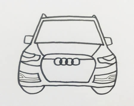 奥迪车简笔画画法步骤图解教程-奥迪汽车怎么画简单漂亮