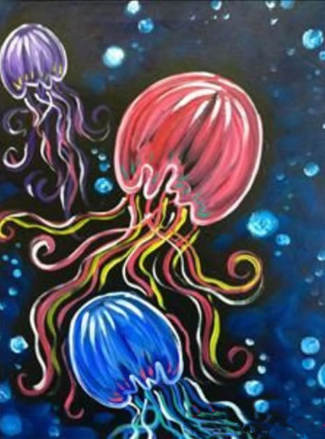 海底世界漂亮的水母儿童画