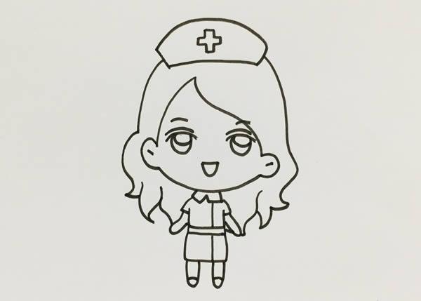 可爱的卡通护士简笔画画法步骤图片