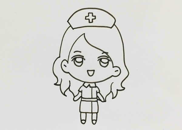 可爱的卡通护士简笔画画法步骤图片