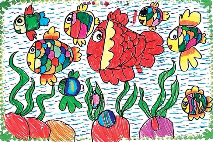 幼儿园儿童画美丽的海底世界作品欣赏