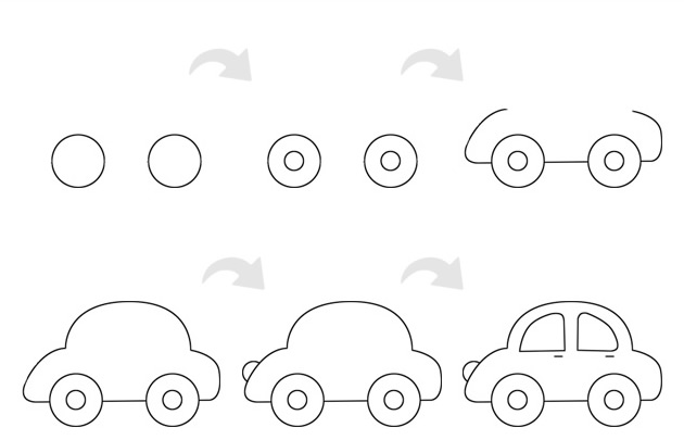 超简单的小汽车简笔画画法步骤图解