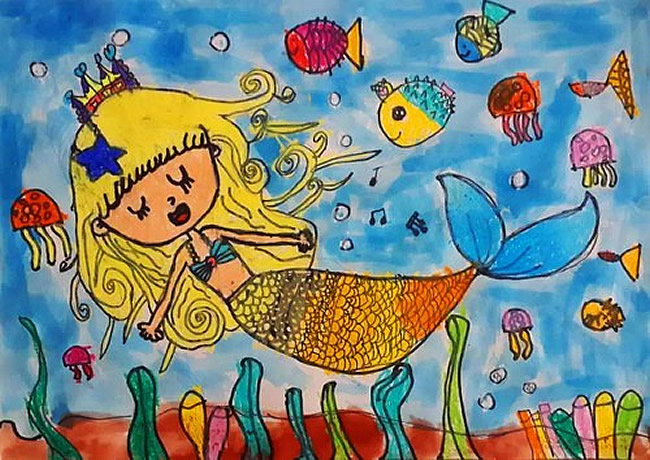 海底世界美人鱼儿童画