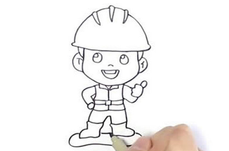 建筑工人简笔画彩色画法 步骤图解