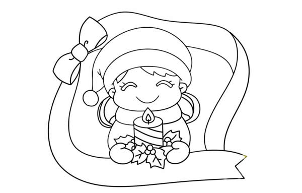 圣诞节简笔画_圣诞节小女孩送祝福简笔画步骤图片
