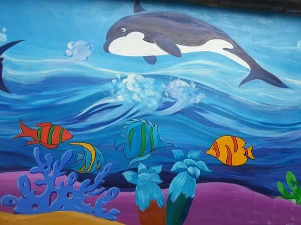 海底世界儿童画教师范画/水粉画图片