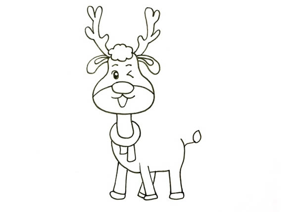 圣诞老人骑麋鹿的简笔画画法步骤图片