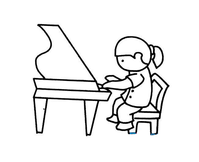 弹钢琴的小女孩简笔画图片大全