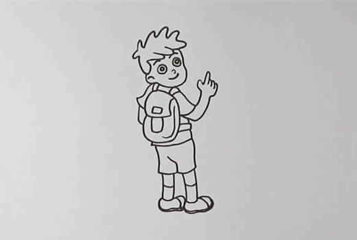 背书包上学的小男孩简笔画怎么画简单好画