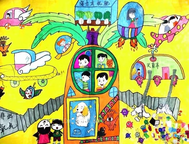 科技畅想未来绘画儿童画优秀作品欣赏 - 垃圾转换器