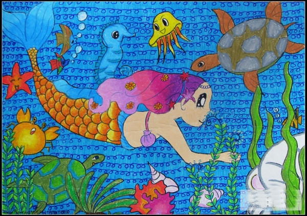 最简单画的美人鱼要可爱的：海底世界美人鱼