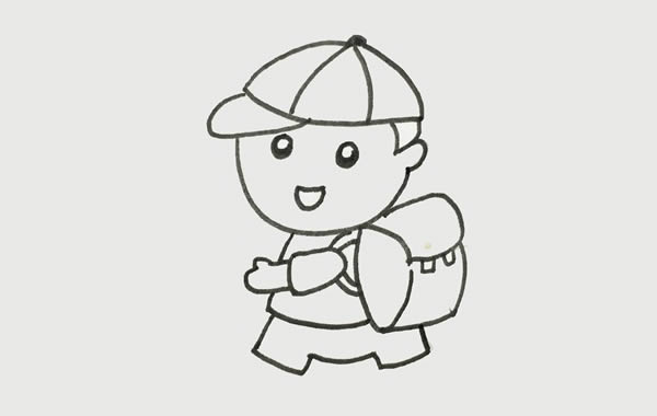 背书包的小学生简笔画彩色画法步骤图片