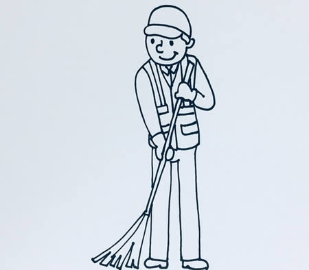 环卫工人扫地简笔画简单又漂亮