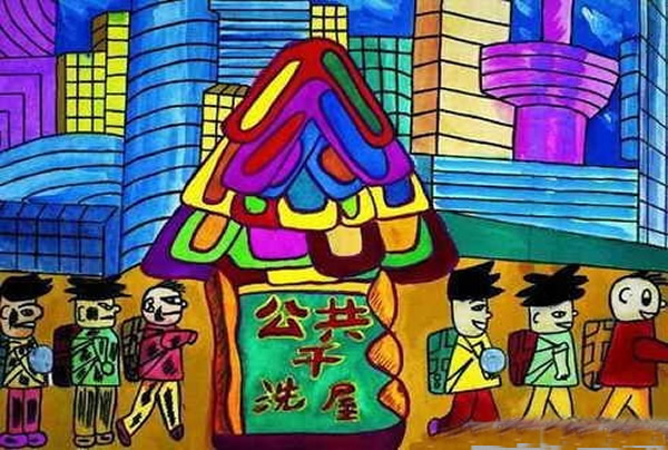 一幅高质量的获奖科幻画作品图片:公共干洗屋