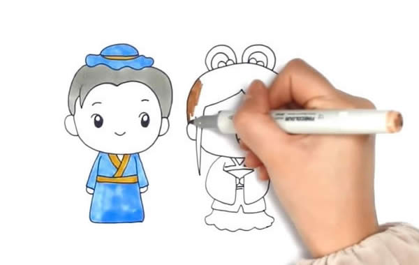 牛郎织女简笔画彩色画法步骤图片
