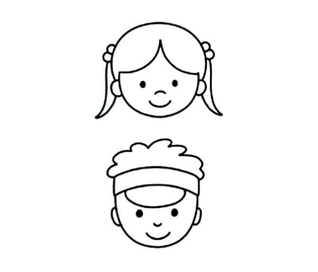 一男一女小朋友简笔画图片大全
