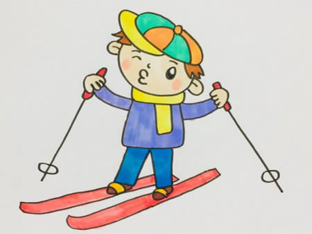 儿童滑雪简笔画怎么画步骤图解
