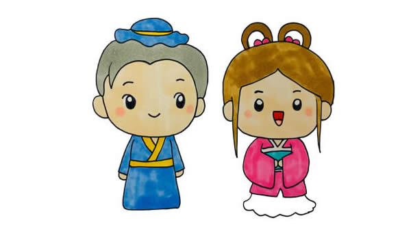 牛郎织女简笔画彩色画法步骤图片
