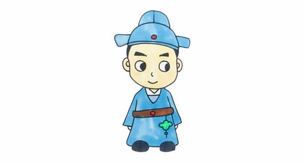 古代诗人简笔画彩色画法步骤图片