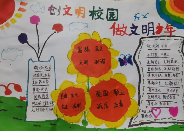 创文明校园做文明少年手抄报图片内容简单