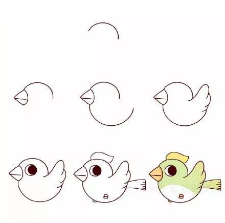 萌萌的小鸟简笔画