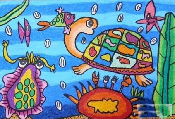 海底世界获奖儿童画 海底世界儿童画作品欣赏
