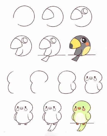 萌萌的小鸟简笔画