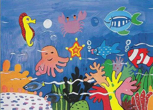 探索海底世界儿童画水彩画 海底世界怎么画简单的画法