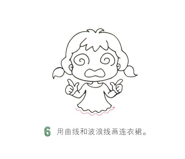 小女孩简笔画彩色图片