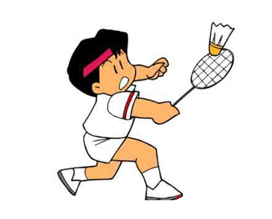 打羽毛球卡通彩色简笔画
