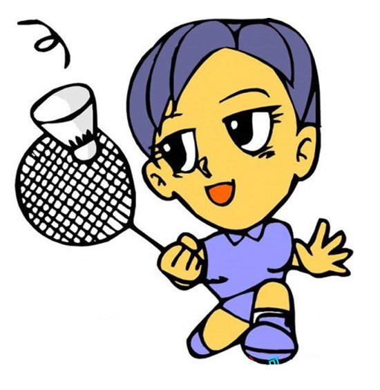 打羽毛球卡通彩色简笔画