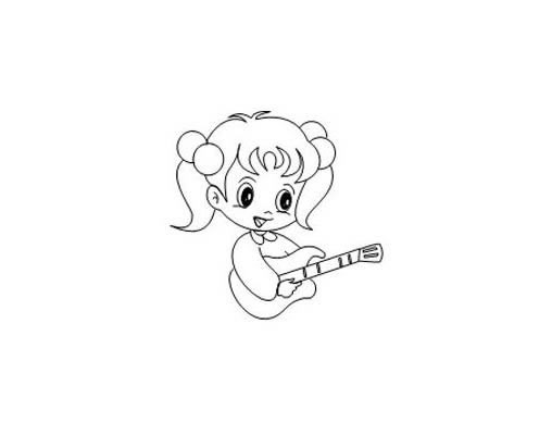 弹吉他的小女孩简笔画图片