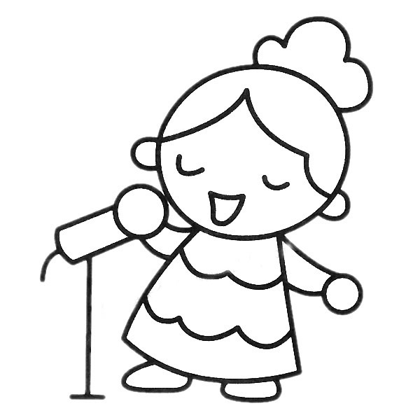 唱歌的小女孩简笔画图片